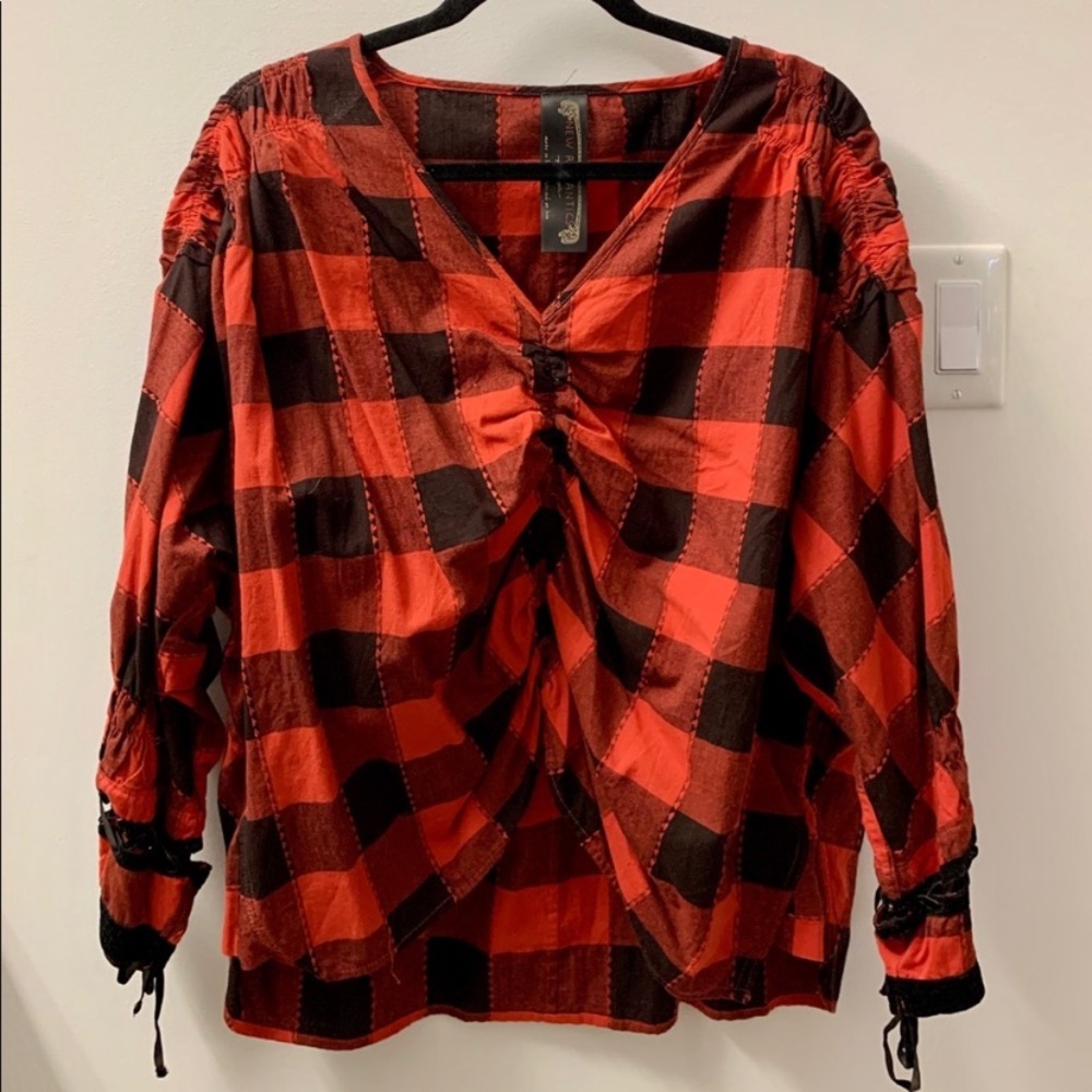 Free People ‘New Romantics’ Woven Plaid Top
